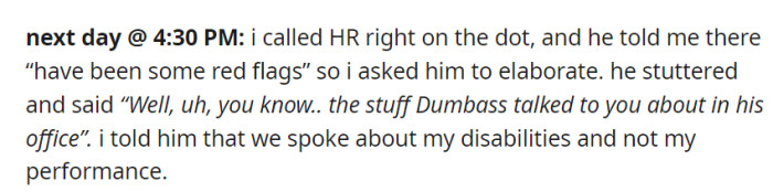 OP called HR at 4:30 PM, who mentioned 