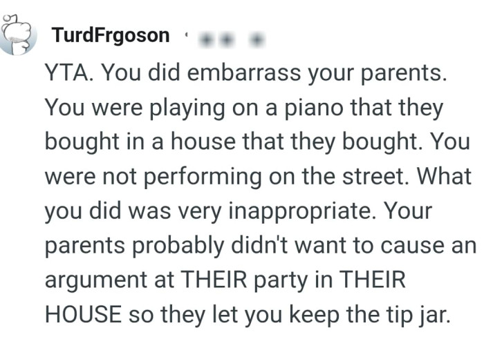 The OP wasn't performing on the street