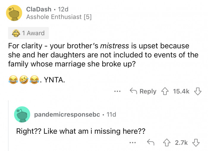 What kind of world does the mistress live in? This is not how life works.