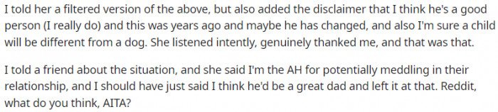 I told a friend about the situation