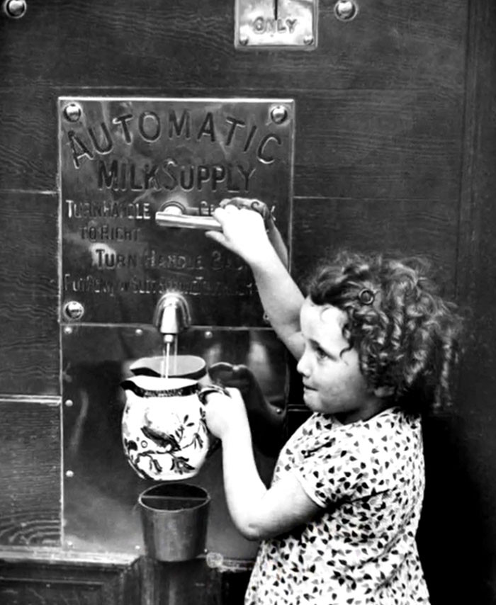A Milk Vending Machine In London; 1940s
