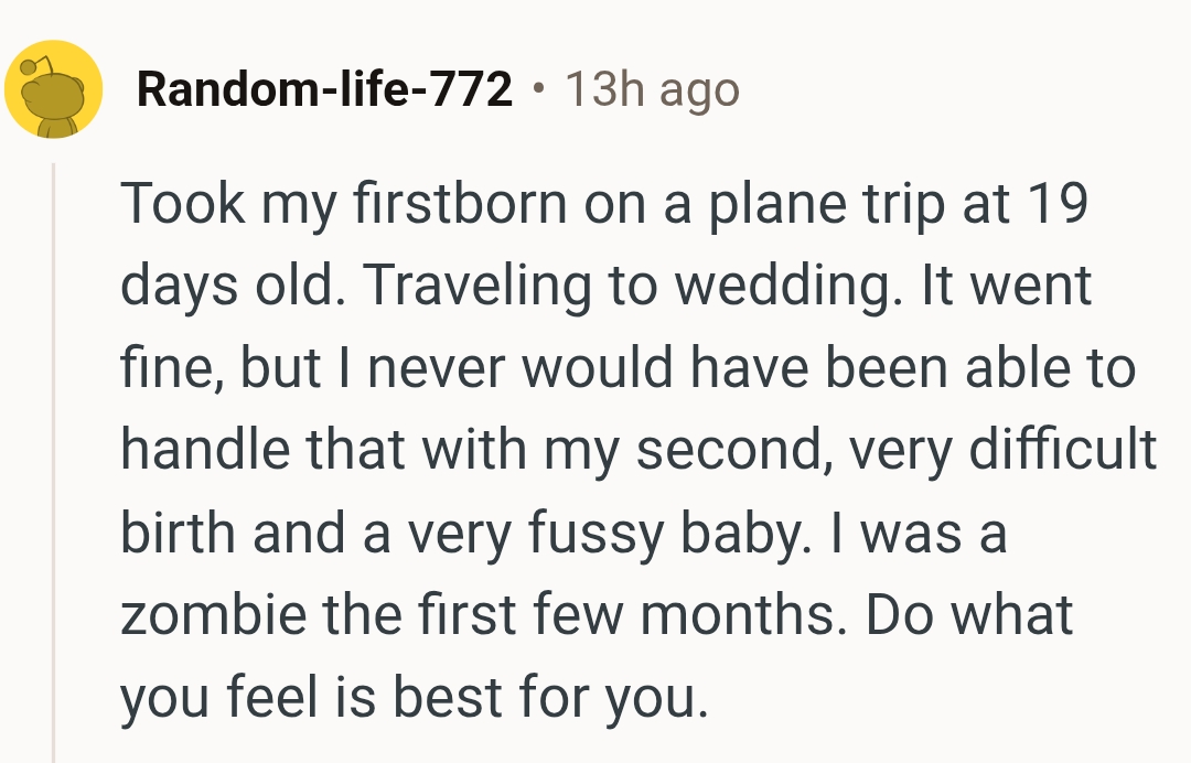 From the table of someone who has traveled with a newborn