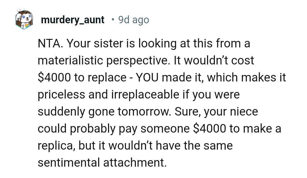 It won't have the same sentimental value