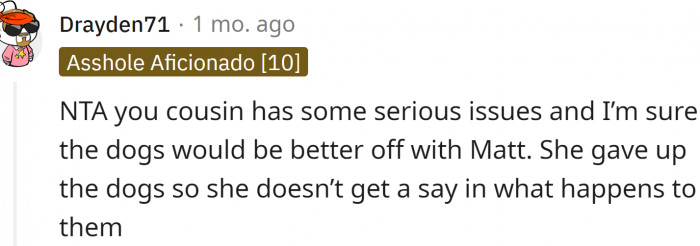 The bottom line is - she gave them up.