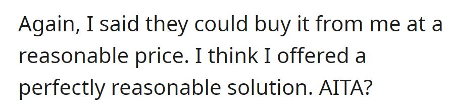 OP suggested they buy the bracelet at a fair price, considering it a reasonable solution. She wonders if she's the AH.