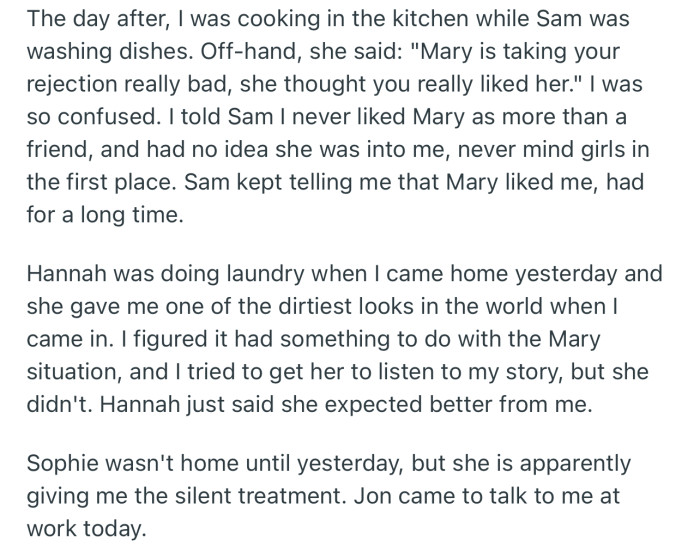 After a Few Days, OP Noticed That Some of Her Roommates Were Treating Her Differently