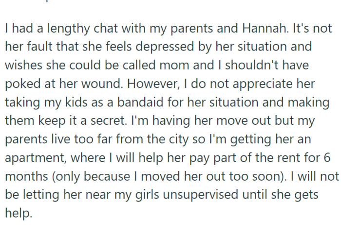 OP had a lengthy talk with her sister.