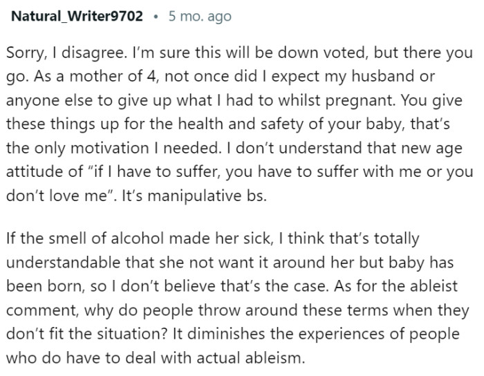 If the smell of alcohol makes her sick...