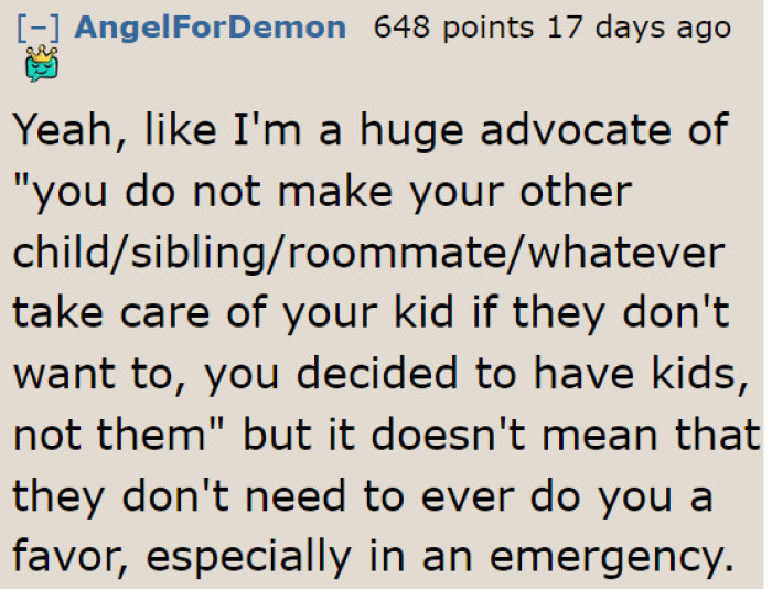 Indeed, the younger sister doesn't have any responsibility toward her nephew, but this was an emergency.