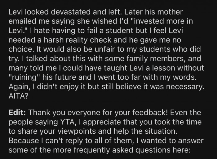 OP wondered whether they went too far with their words.