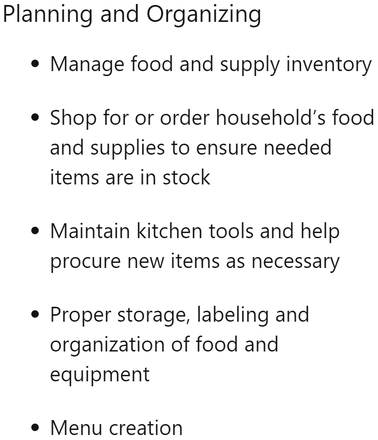 These look like regular tasks for a chef.