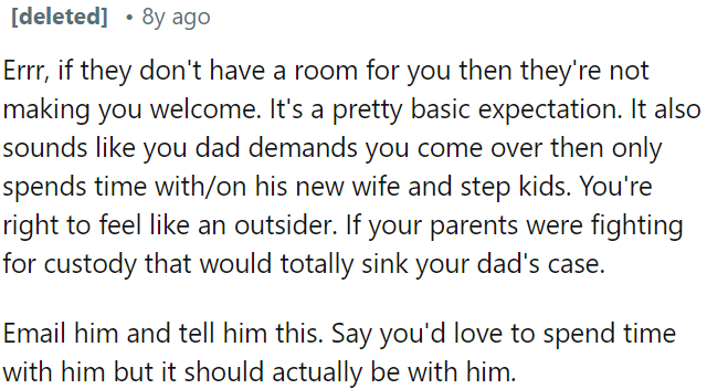 OP should let her father know she wants time with him.