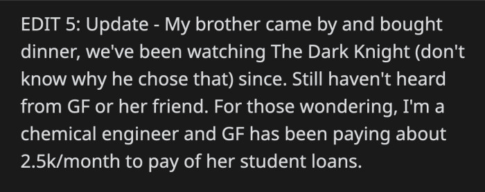 His girlfriend didn't contact him at all that evening