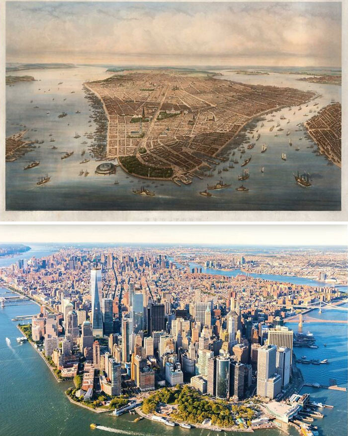 "Manhattan In 1851 And Today"