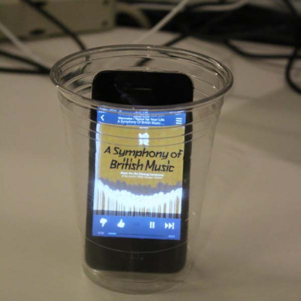 Actually, even a cup would work as a speaker.