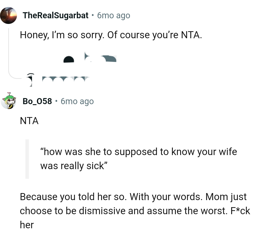 OP's mom chose to be dismissive and assume the worst