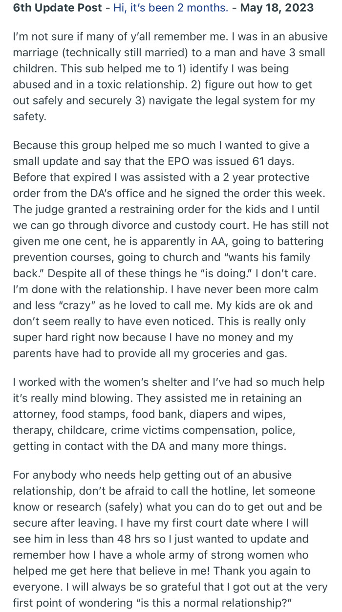 6th and final update post