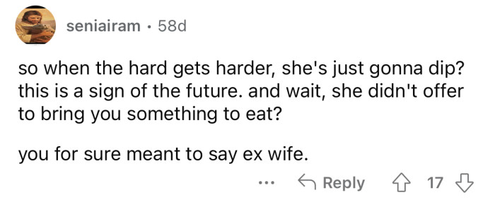 I'm sorry, I think you meant ex-wife?
