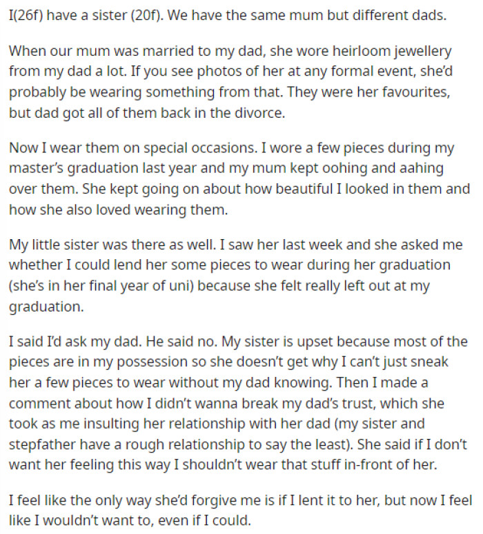 OP's post is quite short and to the point, but overall, in comparison to some other posts, this is not the most intense situation we've examined before.