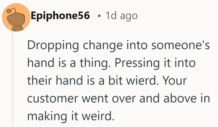 The exchange only became uncomfortable when it stopped being a simple handoff.