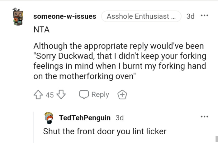 What the appropriate reply should have been