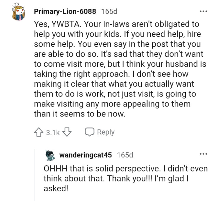 The in-laws aren't obligated to help