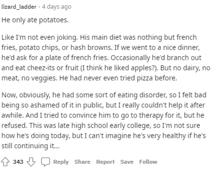 11. I can't imagine he's very healthy