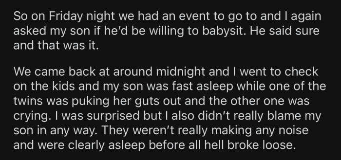 OP asked her son if he could babysit, and he agreed.