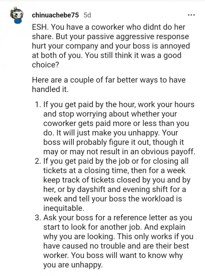 You have a coworker who doesn't do her share