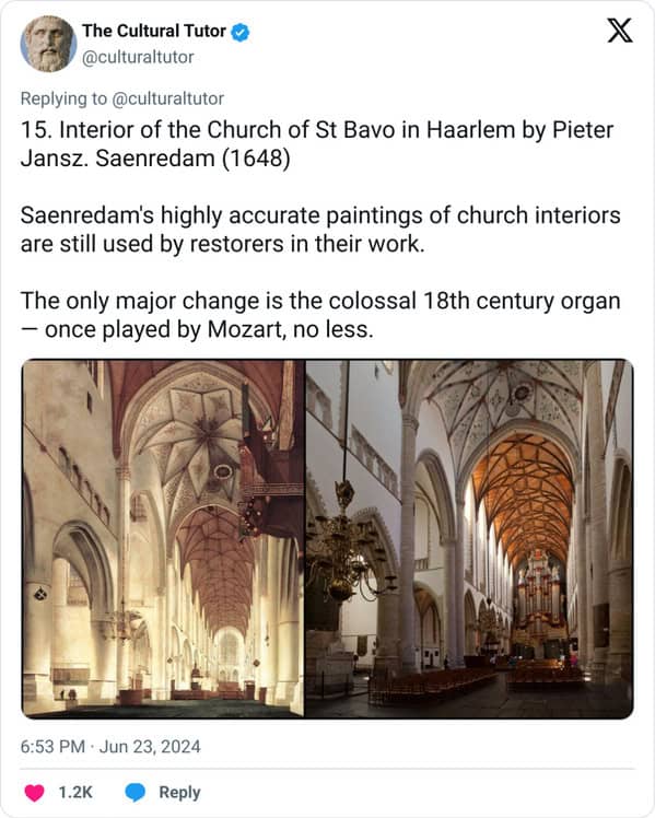 15. Interior of the Church of St. Bavo in Haarlem by Pieter Jansz. Saenredam