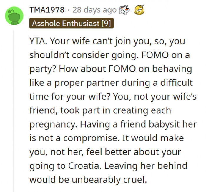 It's so shallow that FOMO was his reason for wanting to go, though!