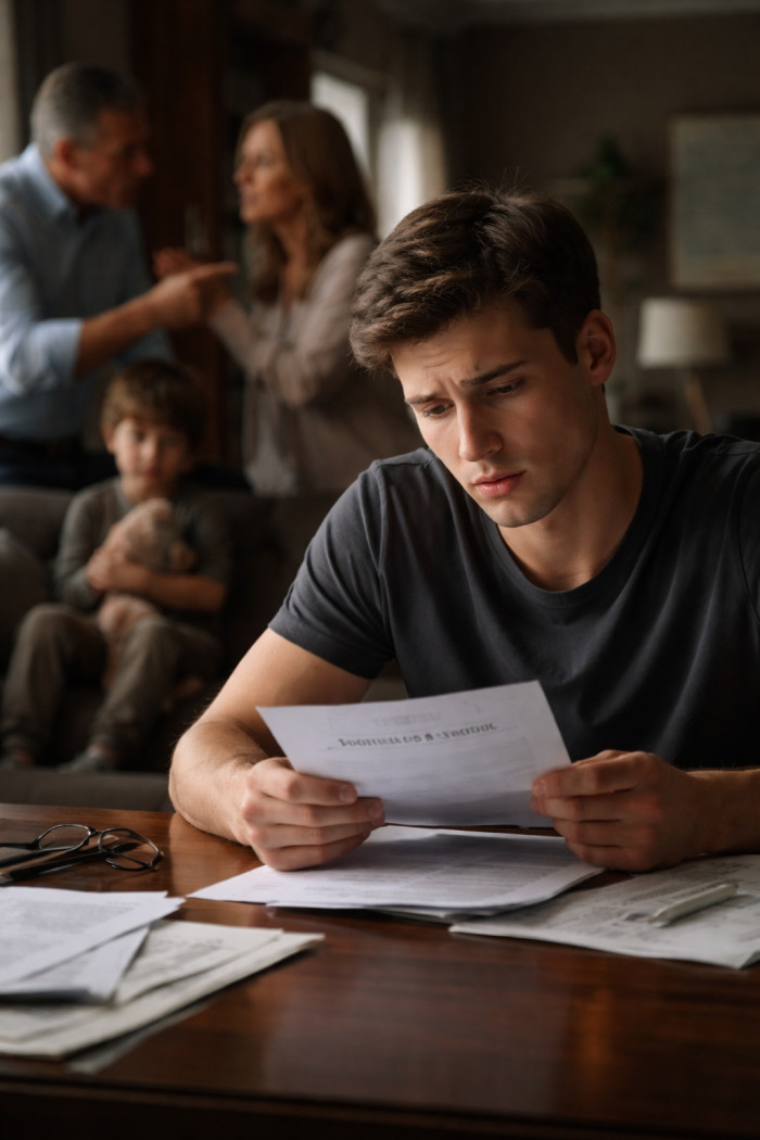 His parents made a shocking offer: they’ll sign over custody of his little brother in exchange for the inheritance.