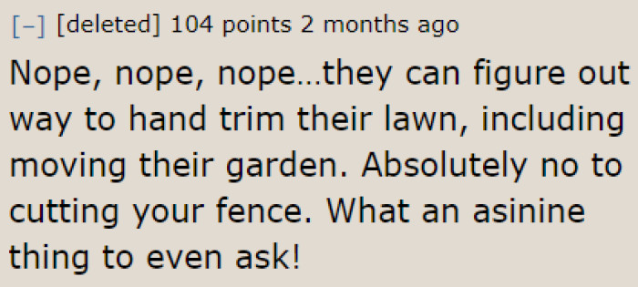 They need to think about fixing their lawn without involving another property owner.