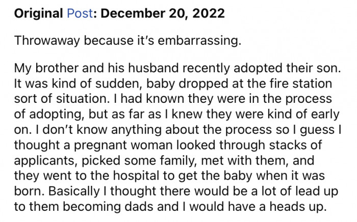 The Redditor said he thought there would be much more of a lead-up to the actual event.