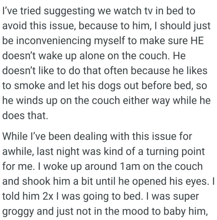 OP tries to make sure he doesn’t wake up alone on the couch