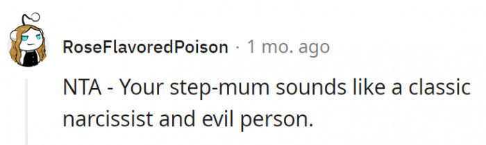 8. Stepmom checks all the boxes for a narcissist