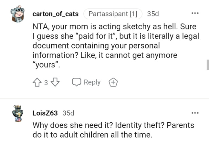 It is literally a legal document containing the OP's personal information