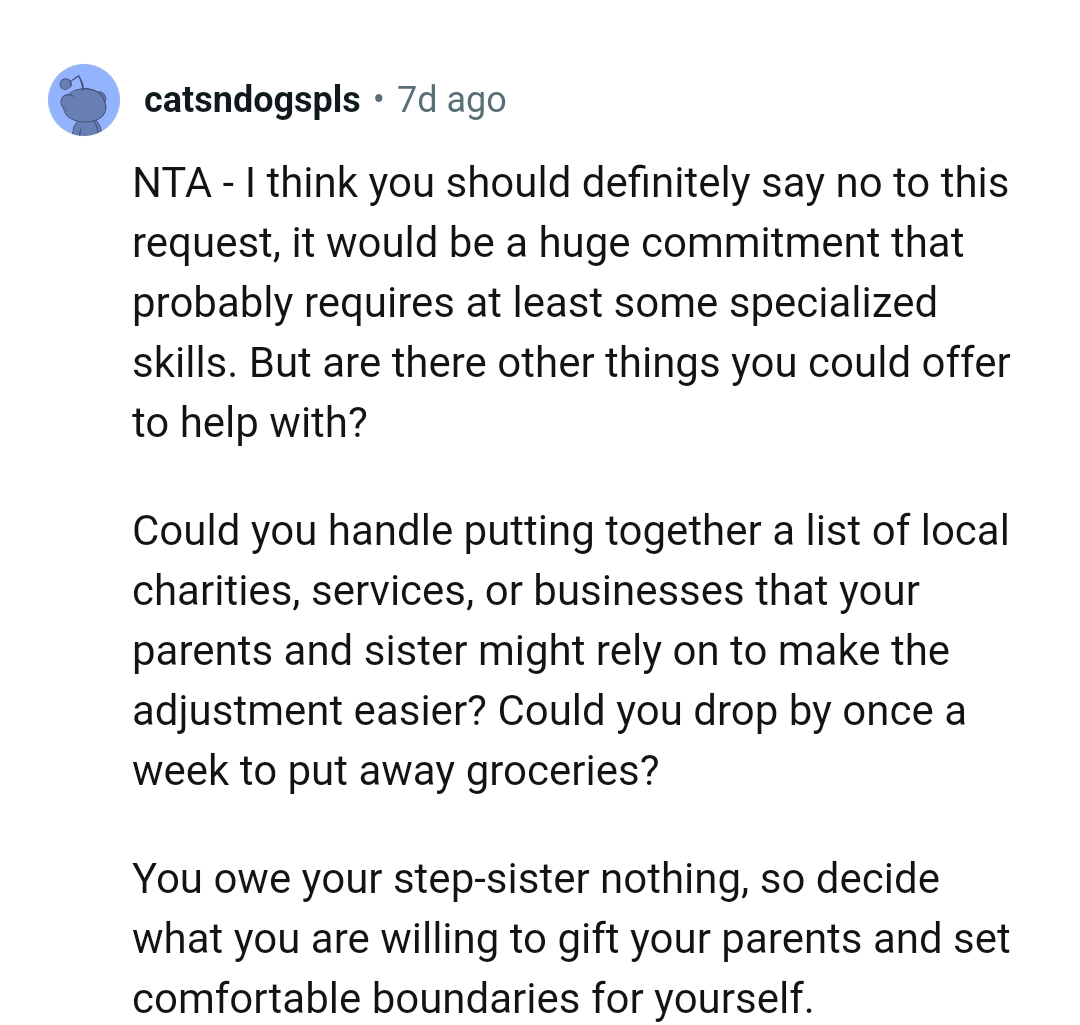 The OP Could Drop By Just to Put Away Groceries