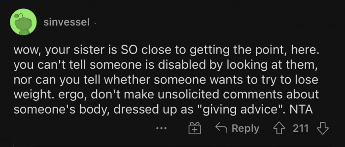 Don't make unsolicited comments about someone's body.