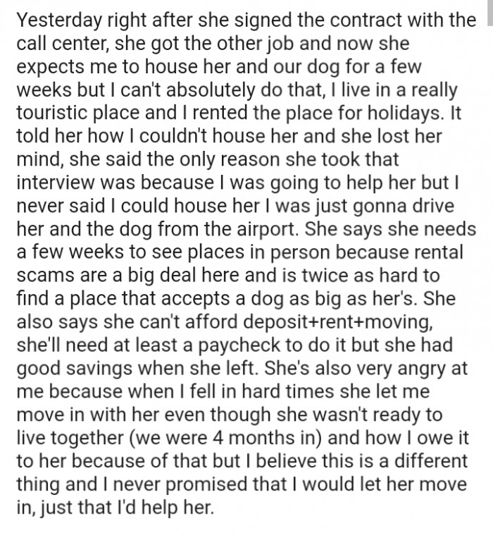 She says she needs a few weeks to see places in person because rental scams are a big deal