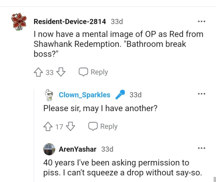 This Redditor has been asking permission to use the toilet for four decades