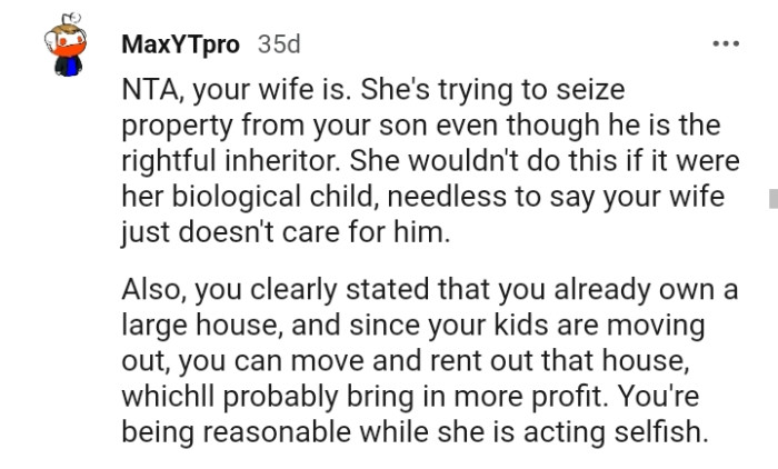 The OP stated that he owns a large house