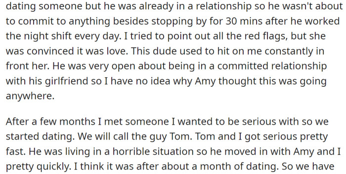 At some point, the OP met her boyfriend, Tom, and he started living with them:
