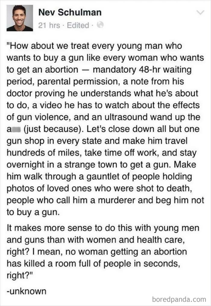 1. Regulate Guns Like Abortions!