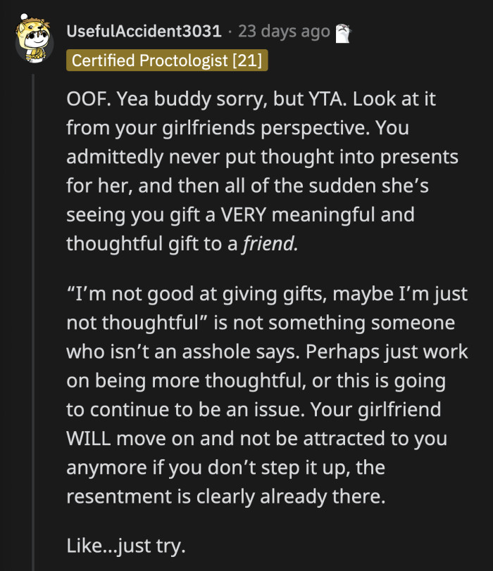 I say this with all the kindness I can muster, please try OP