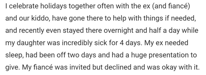 He explains the ways he and his ex work together to raise their daughter, including shared holidays with the ex and fiancée