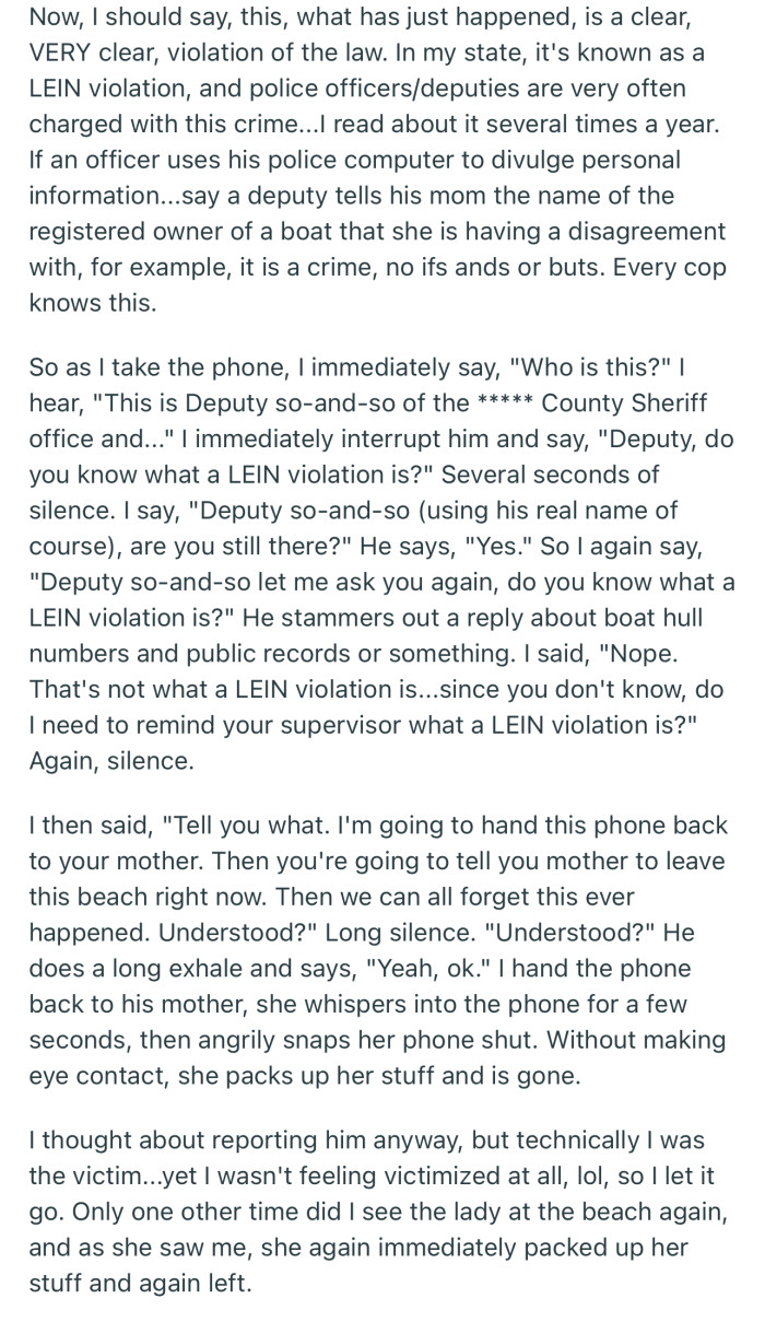 OP ended up turning the tables, forcing her to leave the beach instead