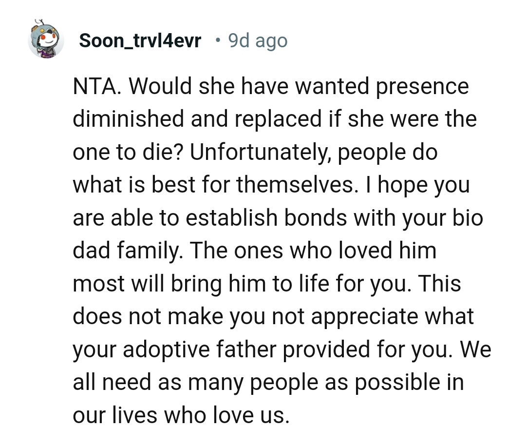 The ones who loved him most will bring him to the OP's life