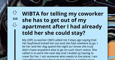 Woman Rethinks Letting Older Co-Worker Stay With Her After Realizing She Doesn't Plan To Leave Any Time Soon