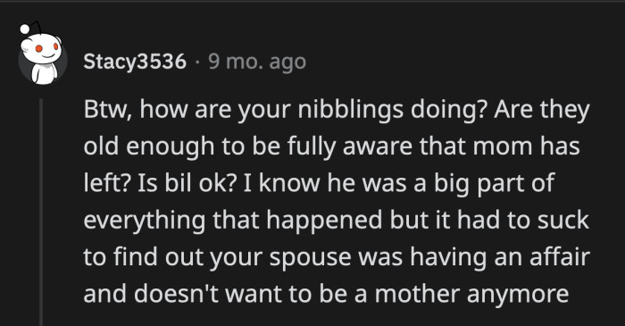 As for how her BIL is taking this...